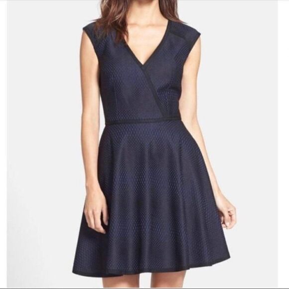 Trina Turk Dresses & Skirts - Trina Turk Navy & Black Mesh A-Line Dress 10